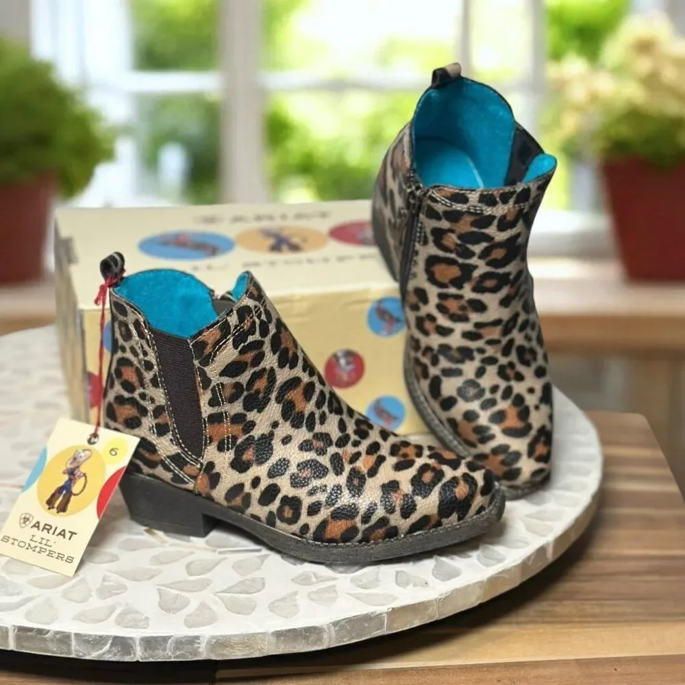 Ariat Lil’ Stompers “Lucy” Leopard Print Toddler Western Cowboy Booties Size 6